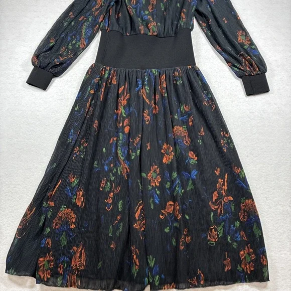 Tory Burch Long Sleeve Ribbed Waist Dark Fairy Old Money Dress Business S - Picture 7 of 11